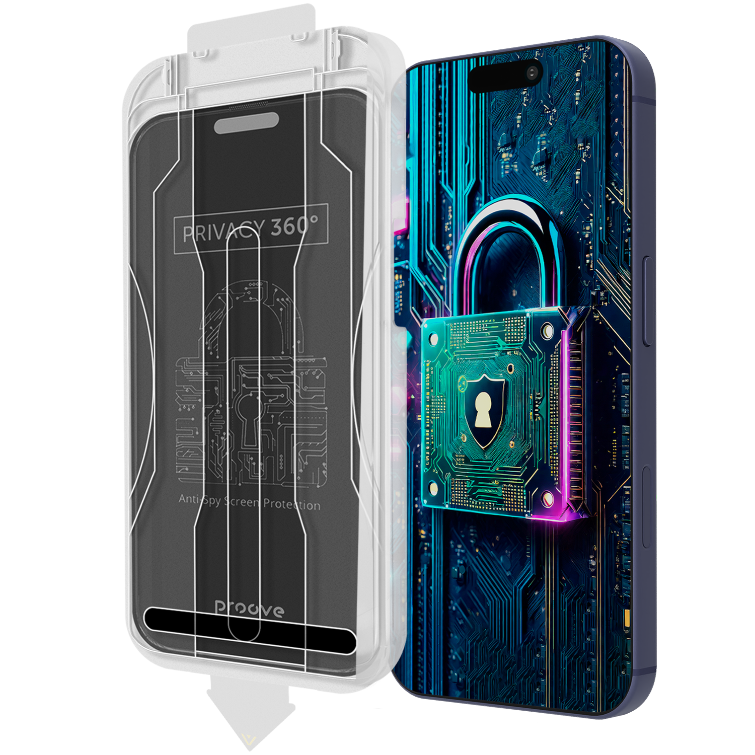 Xham mbrojtës Proove Privacy 360 me Installation Box për iPhone 15 Pro, 9H