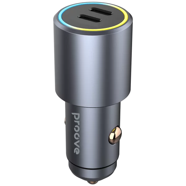 Karikues për makinë Proove Double Energy, 50W, 2×Type-C, metal gri