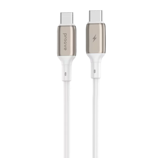 Kabllo karikimi Proove Flex Metal Type-C në Type-C, 60W, 1m, e bardhë