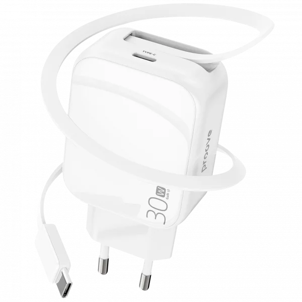 Karikues muri Proove Fixtape me kabllo të integruar Type-C, 30W, i bardhë